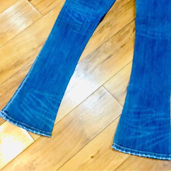 Seven 7 boot cut flare leg distressed style blue denim jeans small 28 wa… - Picture 2 of 11